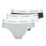 Calvin Klein 3p Hip Brief Slip, Multicolor (Black/White/Grey), L (Pack de 3) para Hombre