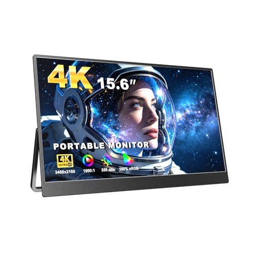 Image of 15.6'' 4K Travel Monitor,UHD Laptop Screen Extender | 4K UHD 3480x2160 resolution, 350nits brightness, HDR support USB-C connected, dual speakers ,9.1mm thin, 26.5oz