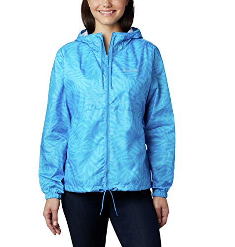 Columbia Women's Flash Forward Printed Windbreaker, Static Blue Wispy Bamboo, Small