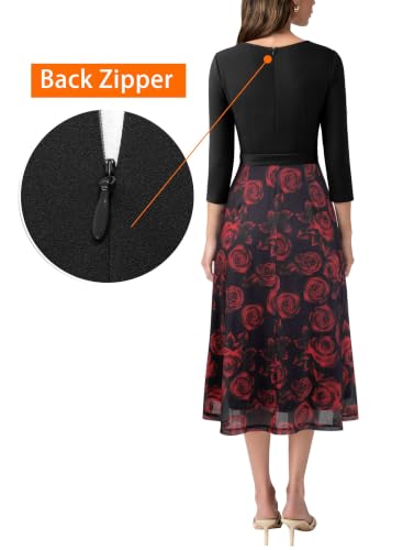 Image of VFSHOW Womens Work Business Casual Church Pockets Belted A-Line Midi Dress