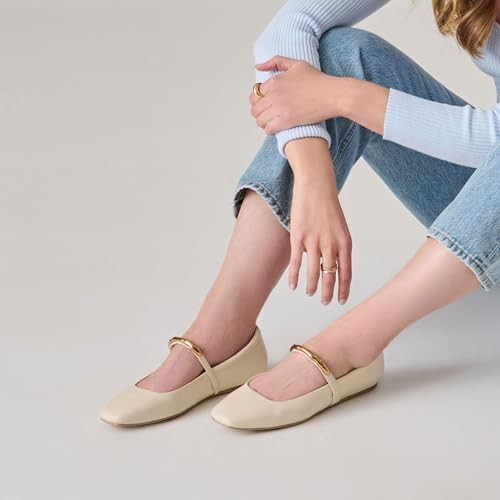 Ballet Flats for Women - Mary Jane Style with Strap, Square Toe Pull - on, Stylish and Elegant for Formal Office Wear3