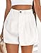 PRETTYGARDEN Womens Shorts Casual 2026 Summer Elastic High Waist Zipper Button Tailored Shorts Pleated Beach Vacation Clothes (White,Small)