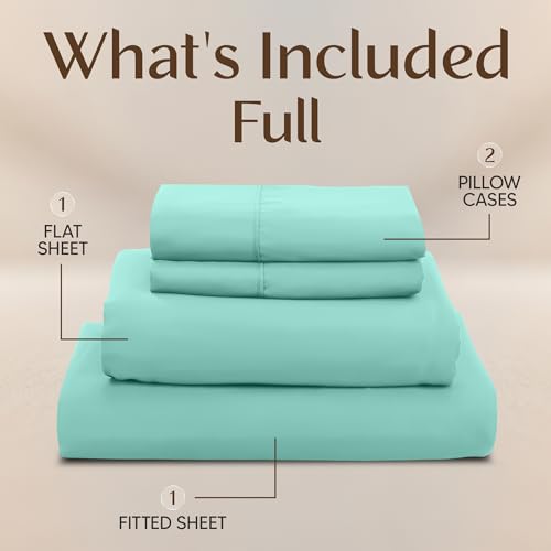 Image of Utopia Bedding Full Bed Sheets Set - 4 Piece Bedding - Brushed Microfiber - Shrinkage and Fade Resistant - Easy Care (Full, Spa Blue)