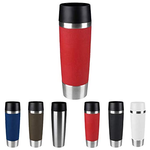 Emsa 515617 Travel Mug Standard-Design Grande | Thermobecher | Isolierbecher | 500ml | hält 6h heiß, 12h kalt | 100% dicht | auslaufsicher | Easy Quick-Press-Verschluss | 360°-Trinköffnung | Rot