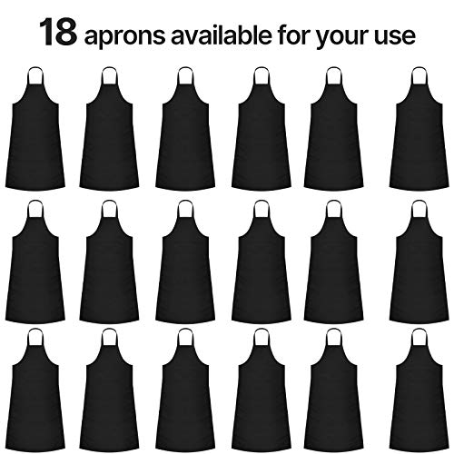 Syhood 18 Pieces Unisex Apron With Pocket Kitchen Plain Bib Bulk Chef Grill Cook Apron (Black) #TOP2