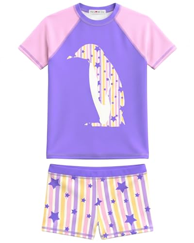 Image of weVSwe Girls Rash Guard Set 2-Piece UPF 50+ Sun Protection Swimsuit 2T-14 Years