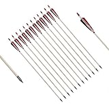 PG1ARCHERY Archery Traditional Wooden Arrows 26-32INCH Hunting Arrows with Field Points for Longbow