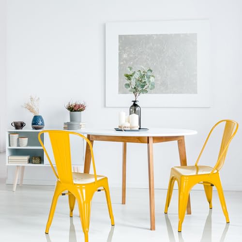 Miniatura 5 de Hjh Office Silla Bistro Vantaggio Comfort Silla Metálica Amarilla En Diseño Industrial, Apilable, 645091