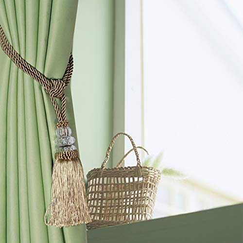 image for Fenghuangwu 2Pcs Tassel Curtain Tiebacks Handmade, Elegant Crystal Cur