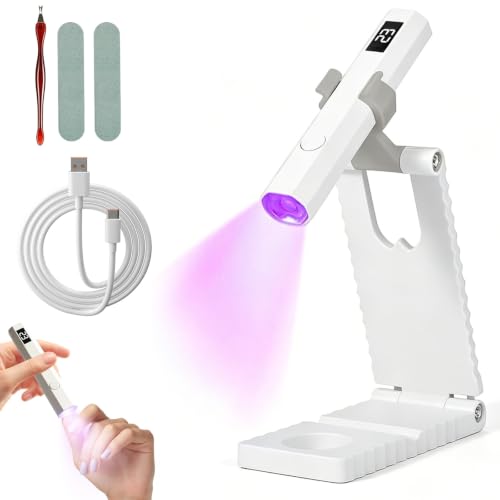 Lampe UV Ongles Gel avec Support, Mini Lampe UV LED 3W Sans Fil