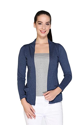 Casual Cotton Jet Black Shrug with Pocket and Long Sleeves for Summers,WSG-5100