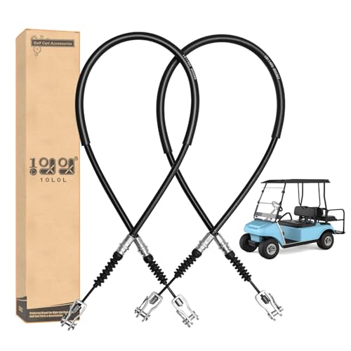 10L0L Golf Cart Brake Cable Set Stainless Steel Core Passenger and Driver Side for Club Car DS 1981-1999 G&E Golf Cart OEM# 1011125 1011403 1016761-01(42 Inch, 2PCS)