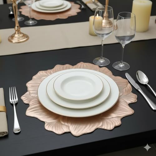 Image of HomeCloud PVC Material Round Shape Table Mat, Dining Table Mat,Table Placemats, Round Mats,Best for Bed-Side Table /Center Table, Dining Table /Shelves (Rose Rosegold, Set of 6)