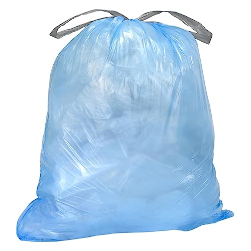 Image of Plasticplace Custom Fit Trash Bags, Compatible with simplehuman Code K (100 Count) Tinted Blue Drawstring Garbage Liners 10 Gallon / 38 Liters, 24 inch x 28 inch