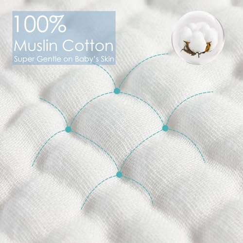 8 Pack Muslin Burp Cloths for Baby, 100% Cotton Burping Cloths for Boys Girls Large 20''X10'', Extra Soft and Absorbent4