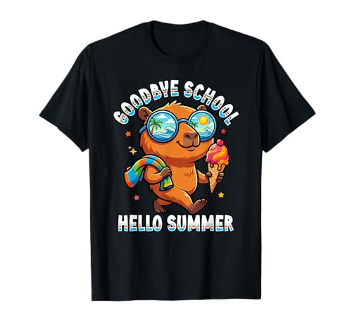 Goodbye School Hello Summer Capybara Last Day of School 2026 T-Shirt