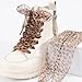 SimplCharm Leopard Shoe Laces for Women Fashion Silk Satin Wide Shoelaces Sports Sneaker Shoe Decoration (brown)