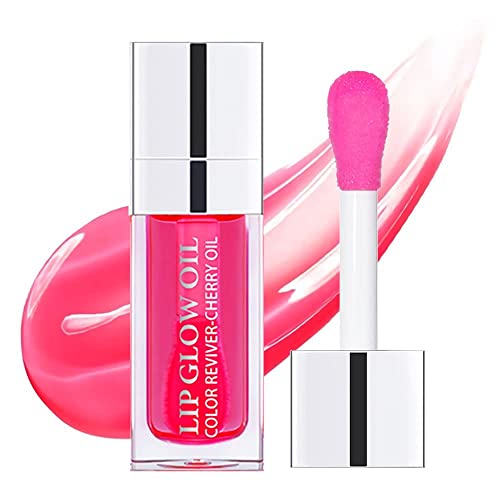 Swaqanry Plumping Lip Oil Long Lasting Hydrating Lip Gloss Tinted Nourishing Lip Glow Oil Lip Balm Non-sticky Lip Oil for Lip Care and Dry Lip（Cherry）