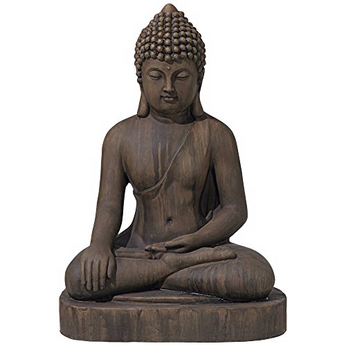 John Timberland Sitting Buddha Statue Sculpture Zen Asian Japanese Garden Decor Outdoor Front Porch Patio Yard Outside Home Balcony House Dark Sandstone Faux Stone Finish Resin 29 1/2' Tall