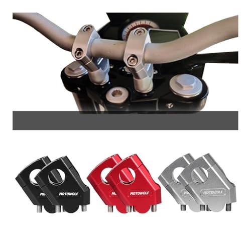 Pontets de guidon de moto robustes en aluminium anodisé argent et rouge - 2