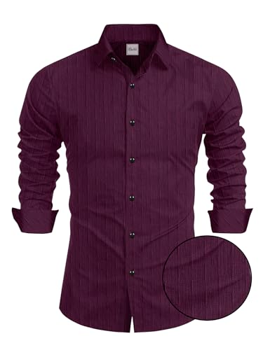 Image of Tailored Fit Men's Embossed Cotton Fabric with Long Sleeves Premium Casual Shirt for Men