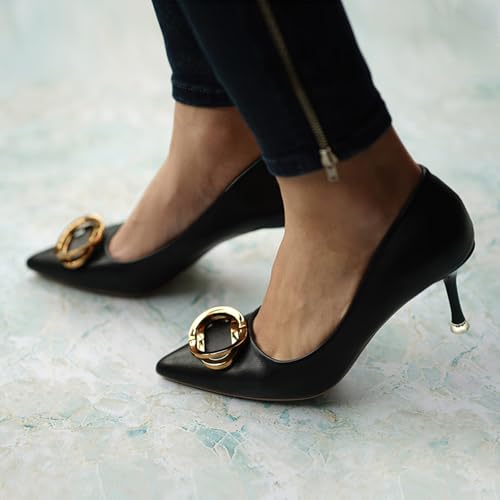 Image of C.Paravano Women's Pumps | Women Heels Closed Toe | Pumps Shoes Women | Chic Pointed Toe Design | Comfort Heels