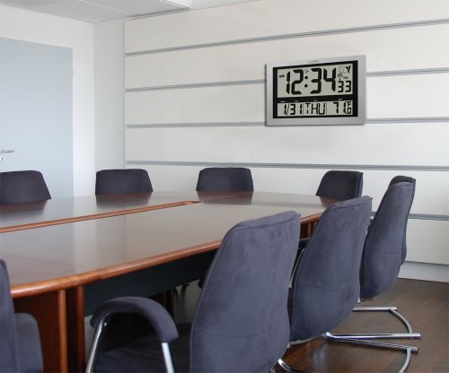 La Crosse Technology 513-1211 Atomic Wall Clock With Jumbo Lcd Display With Indoor Temperature , Silver #TOP1