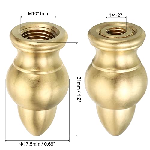 Image of PATIKIL 1.2 inch Tall Brass Lamp Finials Cap Knob, 4 Set Lamp Screw Holder Tapped 1 /4-27 for Table and Floor Lamp Shade Decorations