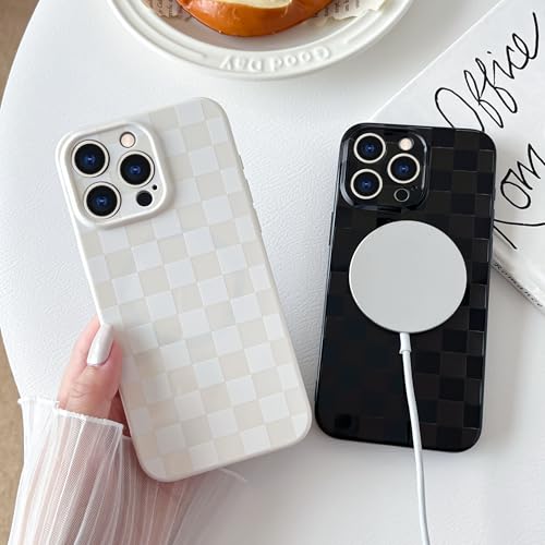 Yeddabox Compatible for iPhone 14 Pro Case with Magsafe Checkered Checkerboard Magnetic Phone Case Full Camera Protection Soft TPU Shockproof Cover for Women Girls - Red by Yeddabox - Used condition - Image 2