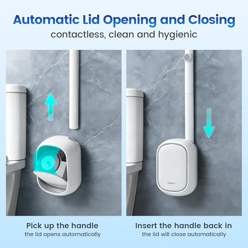 Image of 2 Pack Disposable Toilet Brush with 48 Refills, Toilet Bowl Cleaning System | Toilet Bowl Cleaner, Wall Mounted Toilet Bowl Brush and Holder Set for Deep Cleaning and Hygienic Bathroom Maintenance