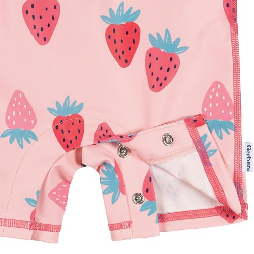 Image of Gerber Baby Girls' & Toddler Long Sleeve One Piece Rashguard Swim Romper