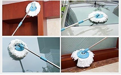 Image of mop for Home Cleaning Floor Mopping Spin Stick mop Stick Spin mop Stick Strong Pocha Handle - Long Lasting | Cleaning Stainless Steel Spin Extendable Handle Mop Rod | {Blue}