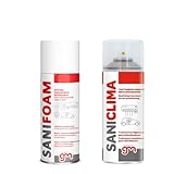 SANICLIMA, Trattamento Sanificante per Climatizzatori, kit Saniclima Igienizzante 400ml + Saniclima Sanifoam 400ml per Casa e Auto (Kit trattamento Igienizzante spray + Schiumogeno)