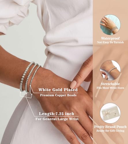 doubgood Gold Bracelets for Women, 5 Piece Gold Bracelet Stack Beaded Ball Jewelry Sets Gifts for Women4