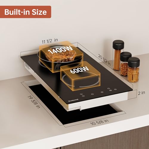 Gudsunal C3006B-3 2 Burner Electric Cooktop, 2000 Watt, 110V With Plug | 12 Inch Touch Control Electric Stove Top thumb #1