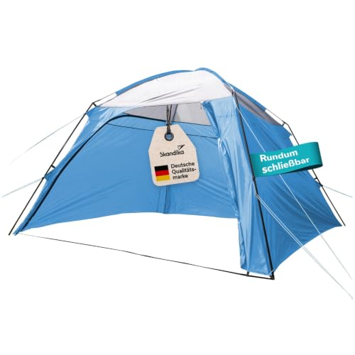 Skandika Pavillon Inari 300 | Camping Wohnzelt mit integrierten Seitenw&auml;nden, 3 x 3 m, Stehh&ouml;he 2,1 m | Vorzelt, Duschzelt, Gartenzelt, Windschutz (blau)