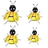 Cabilock 4 Stücke Eisen Biene Gartenfigur Metall Biene Wanddeko Wandschmuck Dekofigur Tierfiguren Gartendeko Tiere Deko Garten Figur Statue Skulpturen für Wohnzimmer Terrassen Dekoration