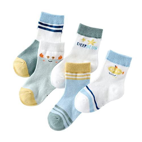 5pair Breathable Mesh Socks for Boys and Girls of Mid-calf Socks Lightweight and Unisex Design for Boys and Girls for Daily Wear Ages