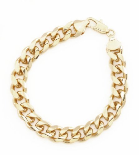 Doublebeez Jewelry Men's Yellow Gold Tone 9mm Cuban Curb Chain Link Bracelet, 9