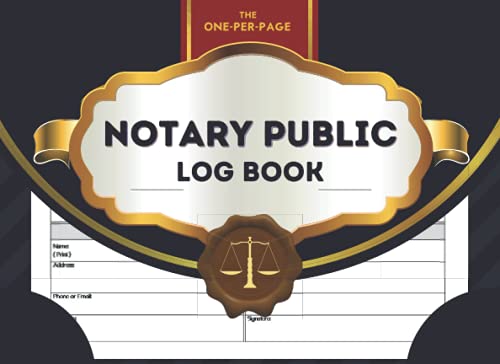 The One-Per-Page Notary Public Log Book: One-Entry-Per-Page Notary Records Journal | Large Size 8.25" x 6"