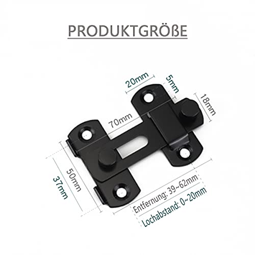 YUTOU Pack of 2 Door Bolt Black Stainless Steel Door Sliding Bolt Garden Gate Lock with Screws for Sliding Lock with Latch for Doors Windows Animal Doors Garden Doors - Image 2