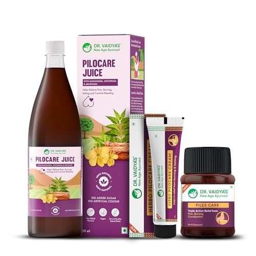 Image of Dr. Vaidya's Advanced Piles Care Combo | Ayurvedic Medicine for Piles, Hemorrhoids, Fissure & Fistula Relief | Piles Capsules, Pilocare Juice & Cream for Natural Pain, Bleeding & Constipation Relief (Combo)