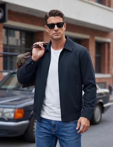 Image of TACVASEN Men's Lightweight Jackets Full Zip Laydown Collar Windbreaker Jacket Casual Golf Light Coat with Pockets