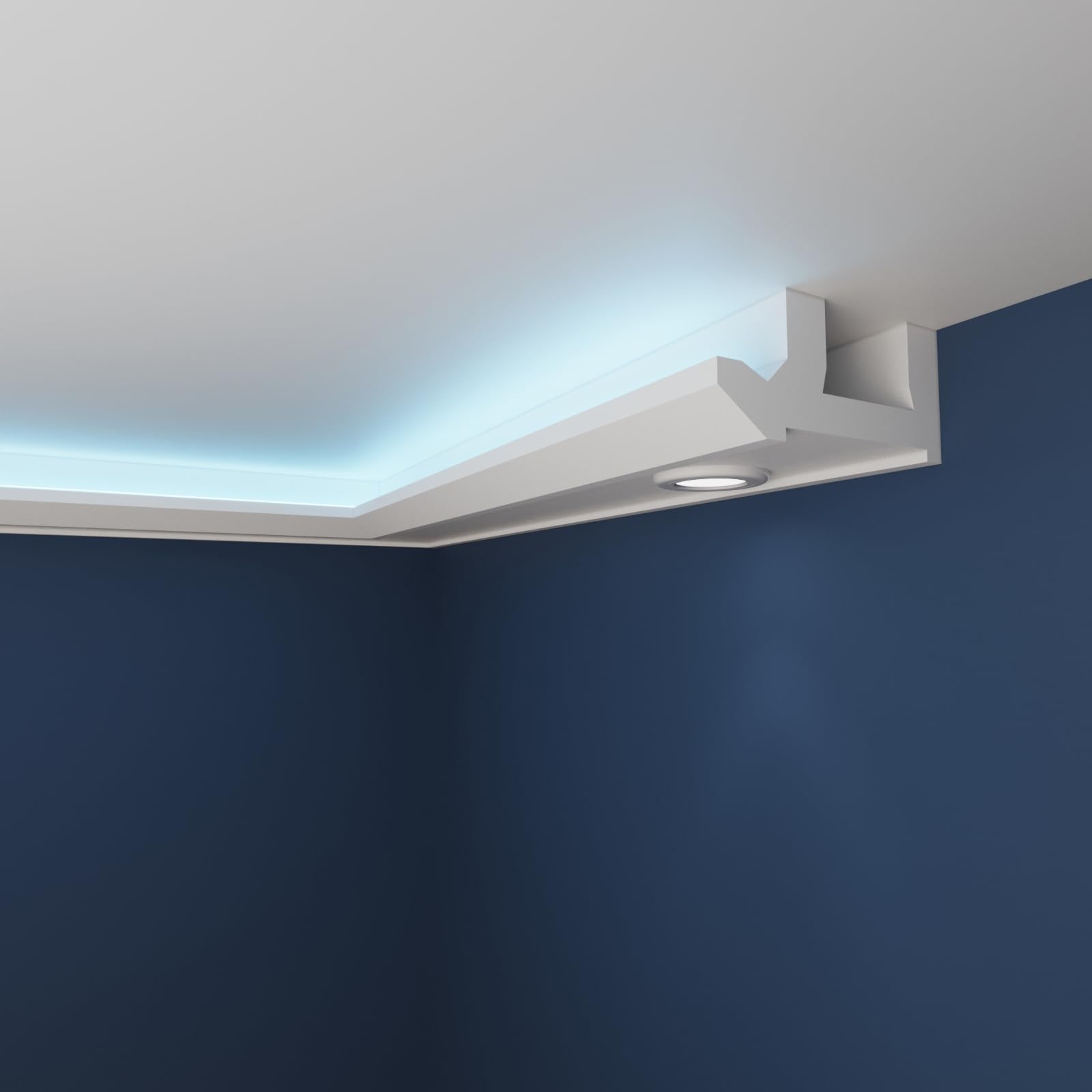 WOLDECOR Premium LED Ceiling Coving Cornice, Lightweight XPS Moulding for Ceilings, Easy DIY Fit, Coving for Ceilings, Paintable Surface, Crack Moisture Resistant Trim (WLS08, Internal Corner 20cm)