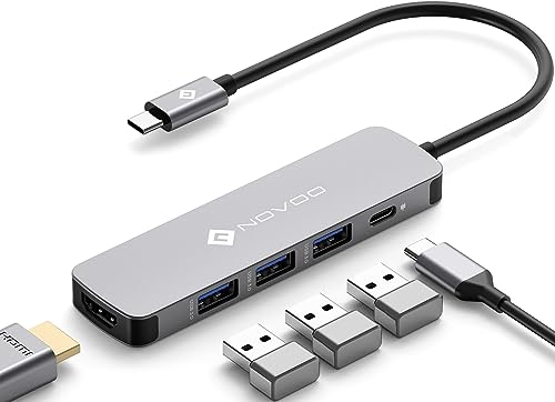NOVOO Ultra Slim USB C Hub for MacBook Pro/Air M1/M2/2020, 5-in-1 USB C Adapter with 100W Power Delivery, 4K UHD HDMI, 3 High-Speed USB 3.0 Ports, Multiport Adapter for Lenovo, Dell, HP, Acer, Samsung NOVOO Ultra Slim USB C Hub for MacBook Pro/Air M1/M2/2020, 5-in-1 USB C Adapter with 100W Power Delivery, 4K UHD HDMI, 3 High-Speed USB 3.0 Ports, Multiport Adapter for Lenovo, Dell, HP, Acer, Samsung