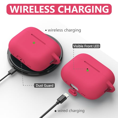 Image of Ljusmicker for AirPods Pro Case Cover with Cleaner Kit,Rose Pink | Silicone Protective Cover for Apple AirPods Pro 2nd /1st Generation Case with Keychain for Women Men,Shockproof
