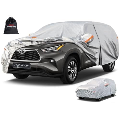 Kayme 6 Layers SUV Car Cover Custom Fit for Toyota Highlander (2007-2025) Waterproof All Weather for Automobiles, Outdoor Full Cover Rain Sun UV Prote