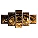 Produktbild MCZQT Leinwand Leinwand Abstrakte Wandkunst Bilder Wohnkultur 5 Panel Augen Zeit Wohnzimmer Modulare Hd Gedruckt Poster Gemälderahmen 40X60Cmx2 40X80Cmx2 40X100Cmx1 Gerahmt