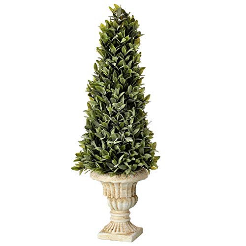 24 In. Artificial Flocked Sage Cone Topiary Potted Grey Green - Inches #TOP1