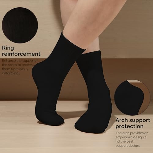 YOUNGTIME Cotton Thin Athletic Ankle Socks,12 Pairs, Black, Size 5-9 - image 5